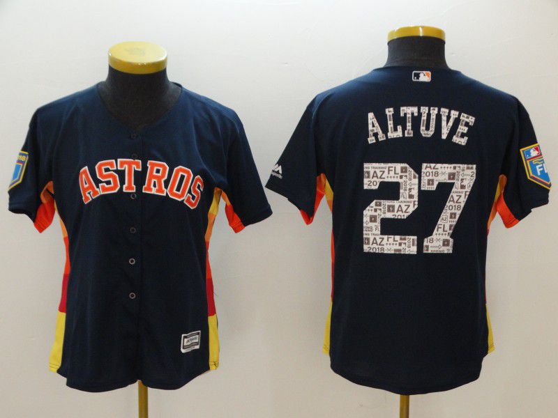 Women Houston Astros 27 Altuve Blue Spring Edition MLB Jerseys